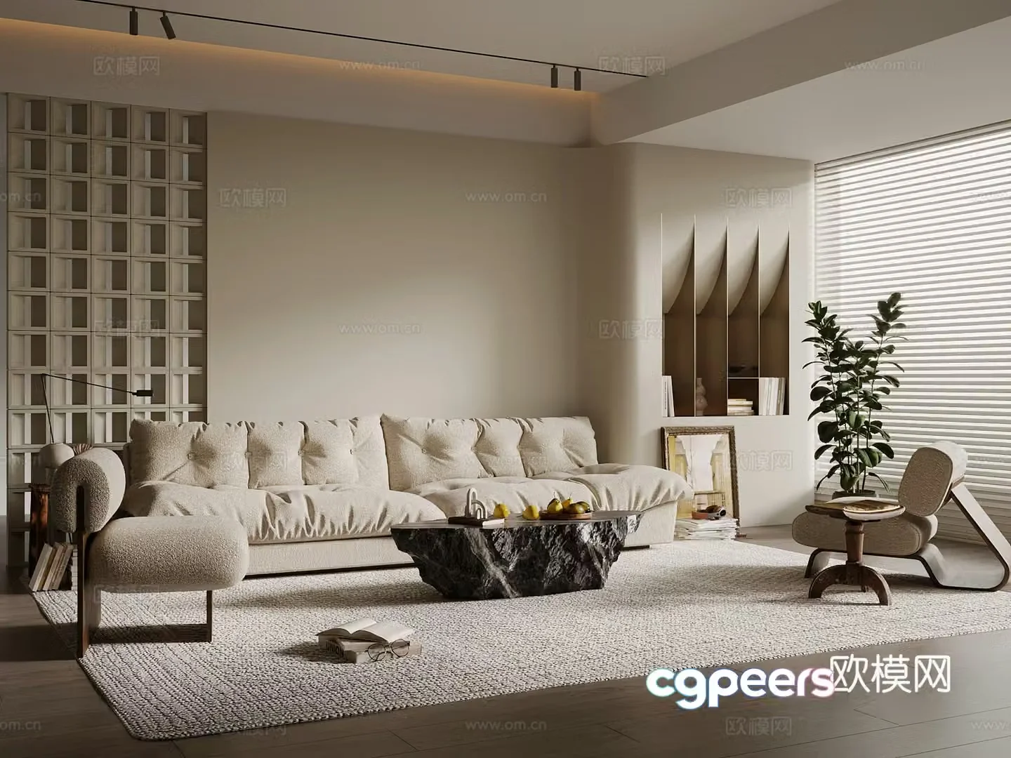 Wasabi living room sofa coffee table combination 3D model