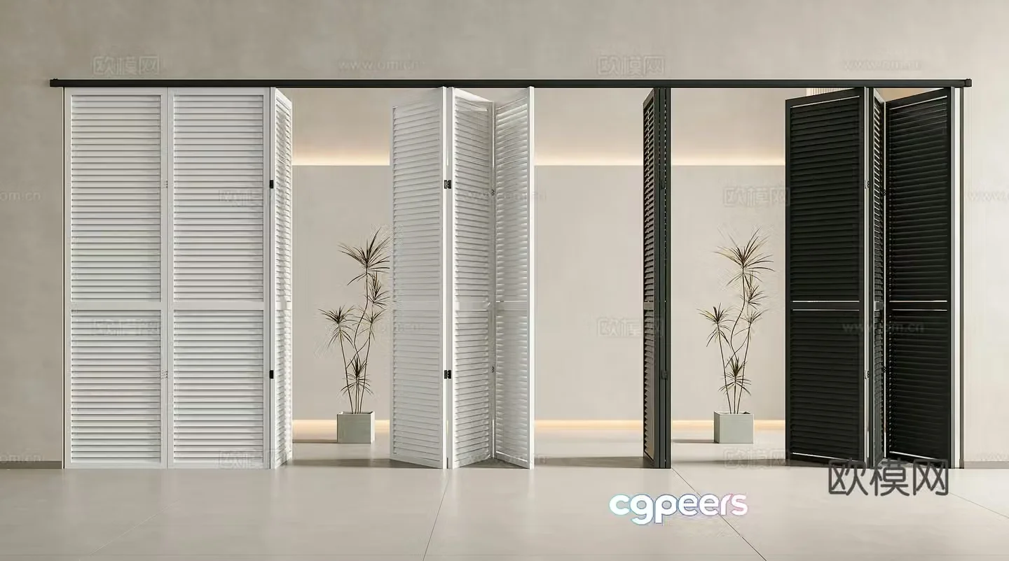 Modern folding doors Louver doors Louver folding doors Louver windows sliding doors Solid wood louver doors 3D model