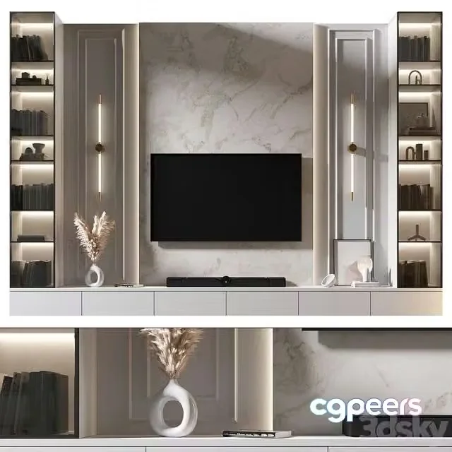 3ds Max Free – TV Wall set 914