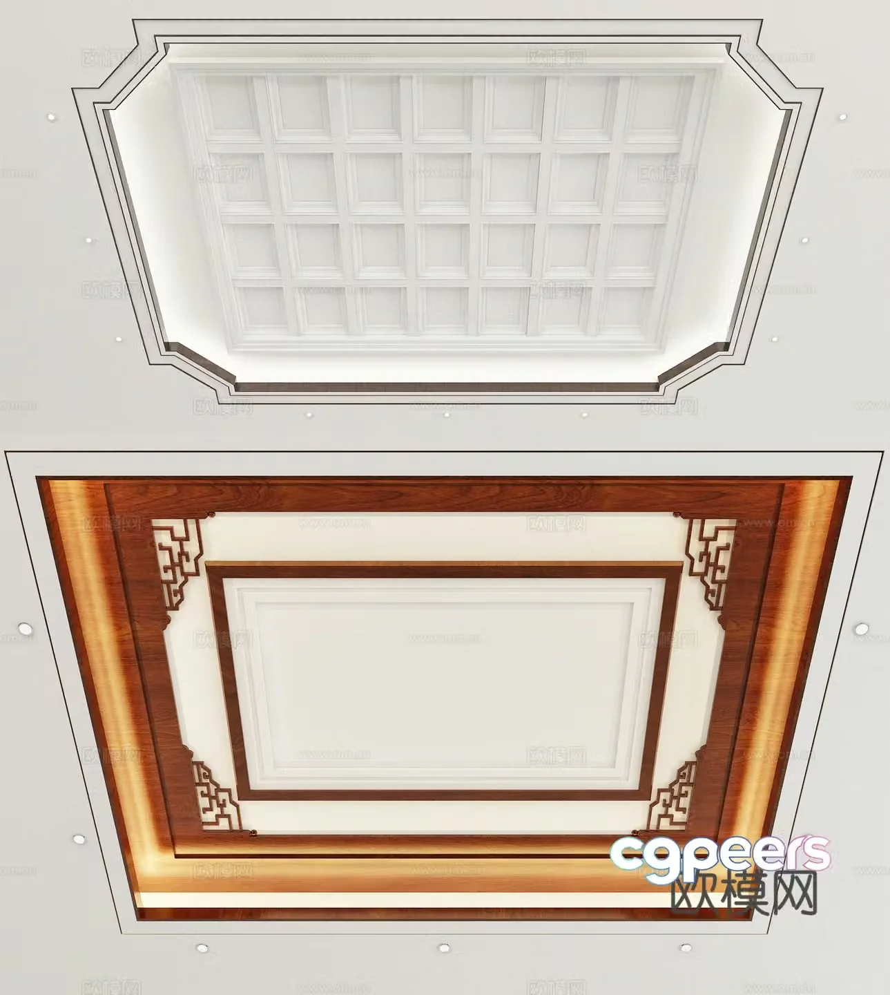 New Chinese style ceiling wooden ceiling 3d model