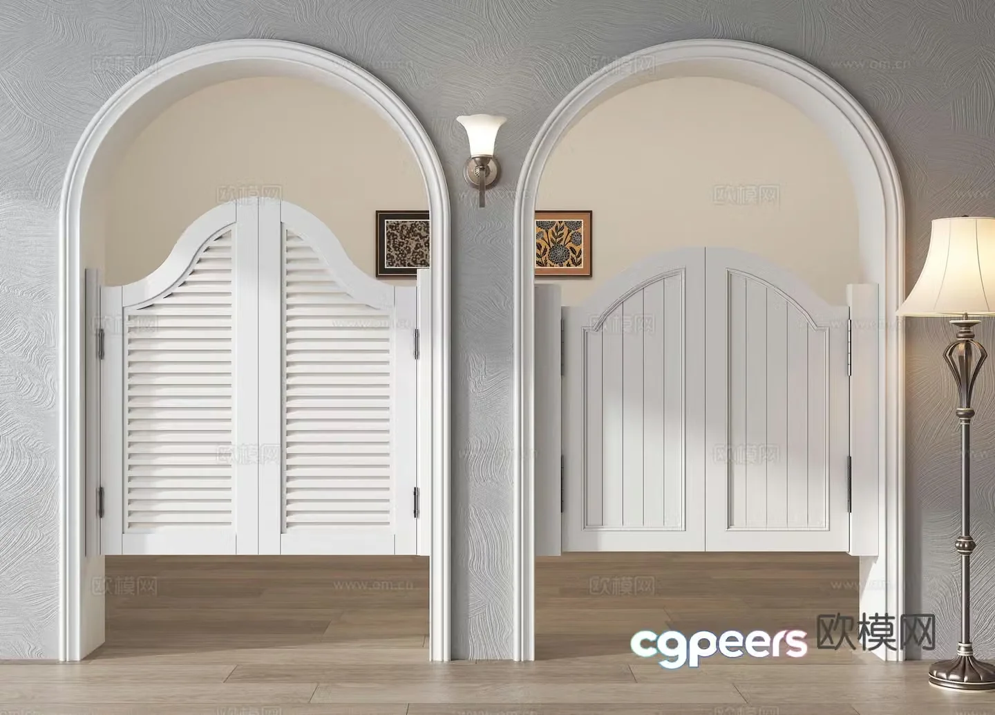 American French half-waist door Mediterranean pastoral cowboy door Half-waist door Courtyard door Fence door 3D model
