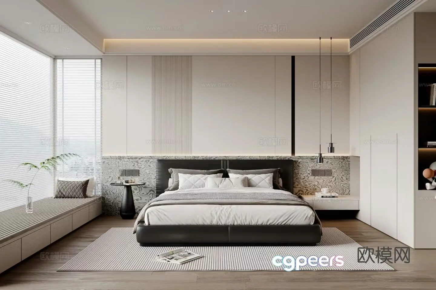 Modern Minimalist Bedroom 3D Model – 9801 – VRAY Render