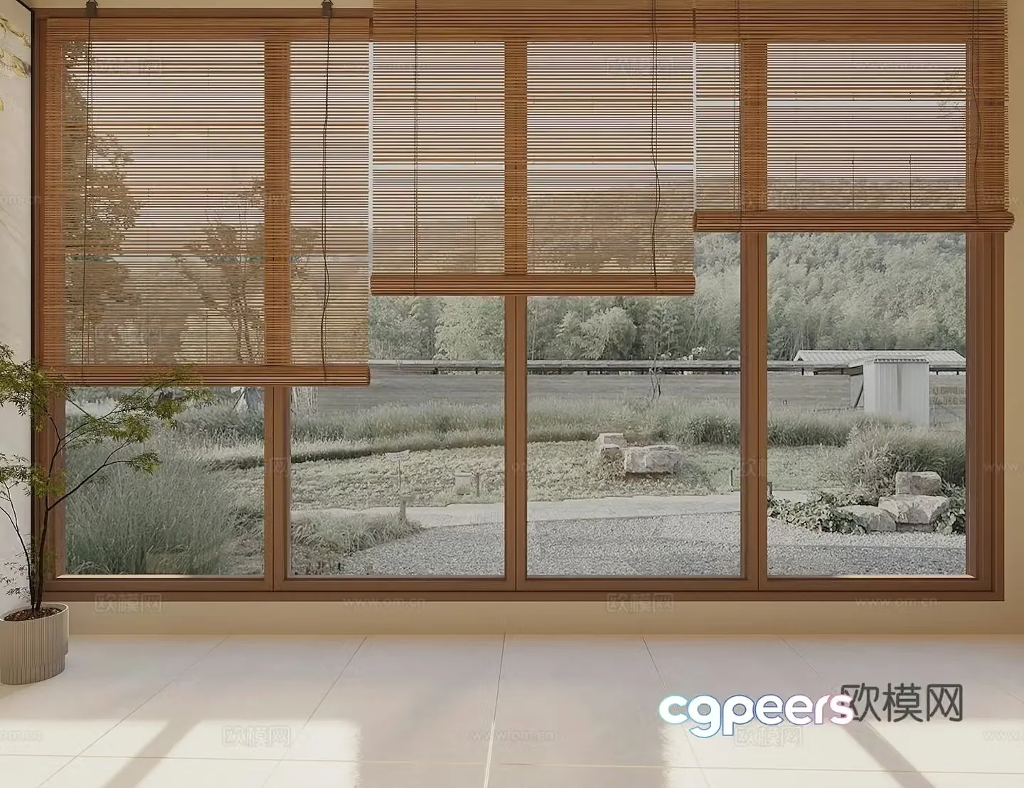 Song style new stroke venetian blinds bamboo curtains roller blinds 3D model