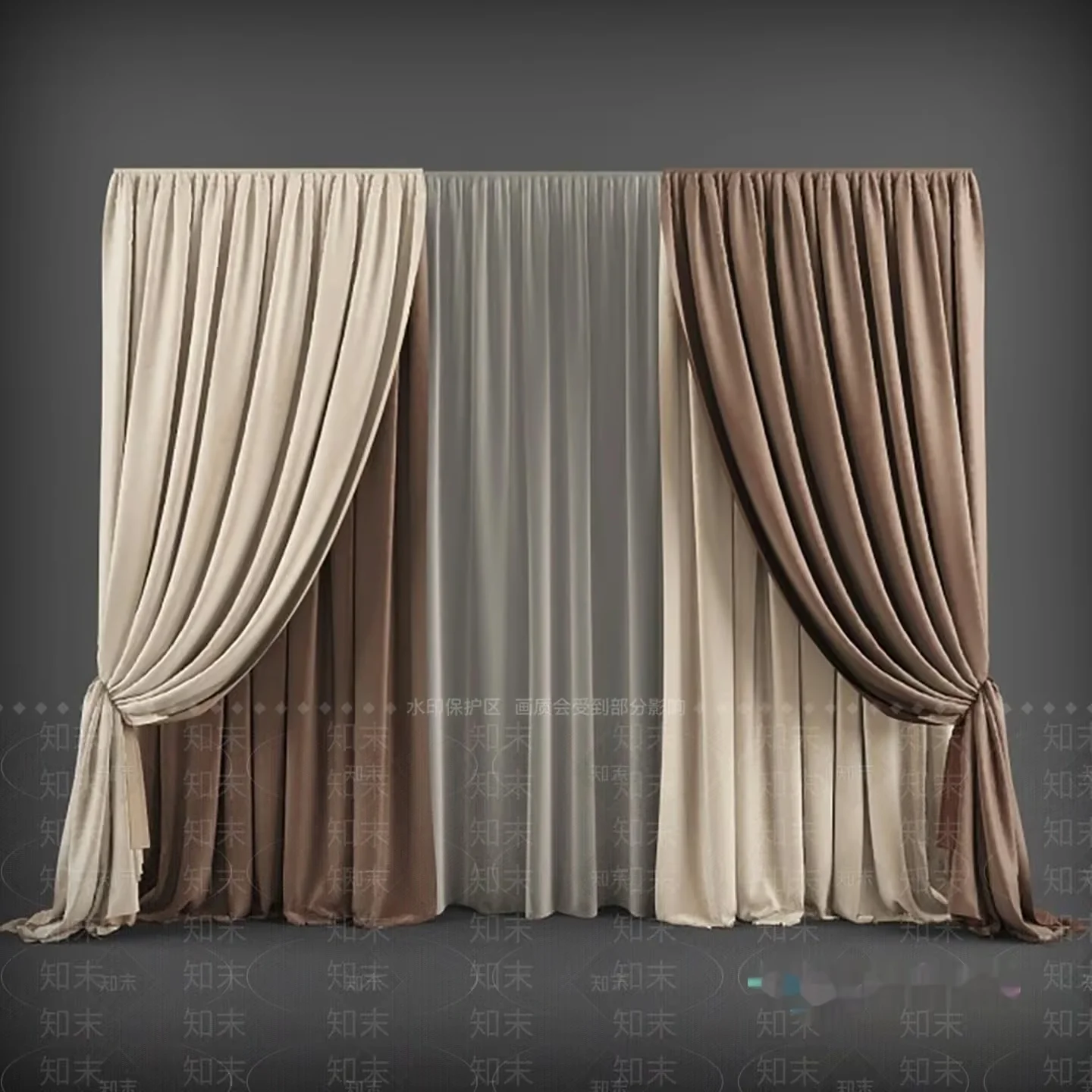 Brown Curtain 3D Model – 14447 – VRAY Render