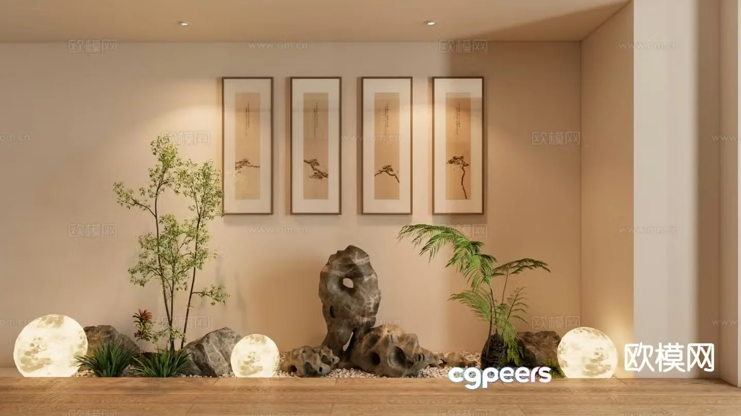 New Chinese style interior landscape decorative painting 3d model