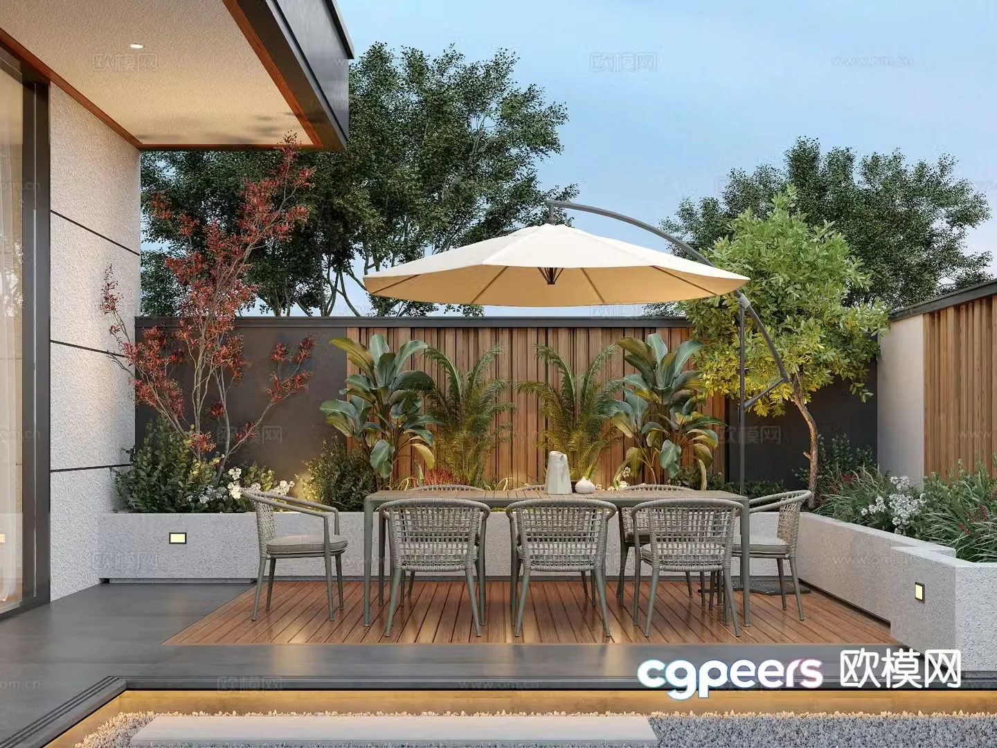 Modern leisure courtyard 3d model
