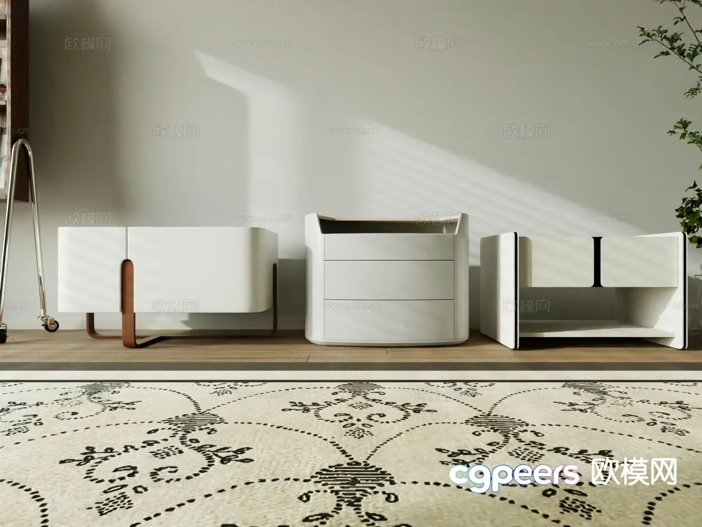 Cream style bedside table 3d model