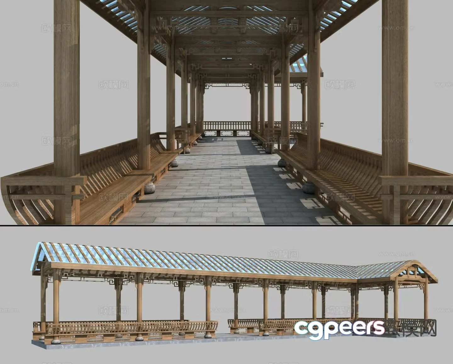 Chinese style corridor corridor corridor pavilion corridor 3d model