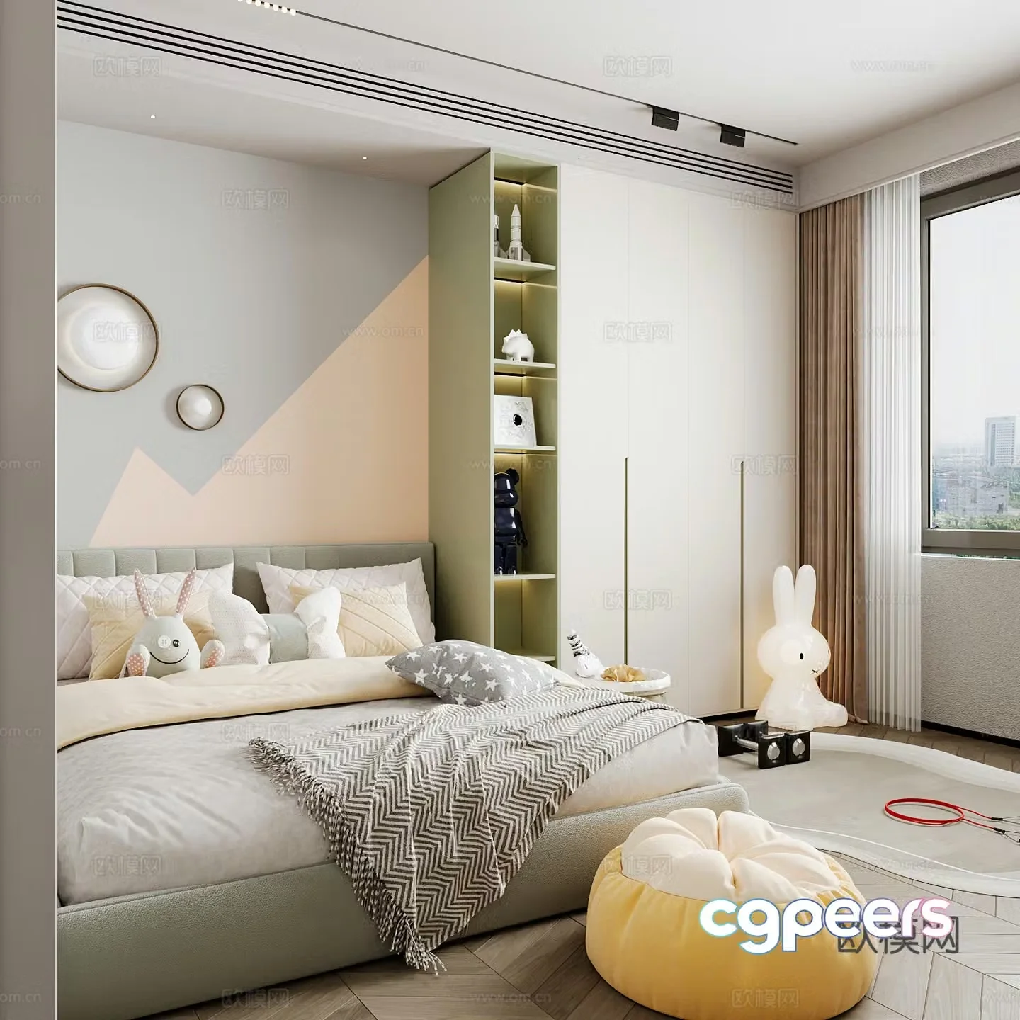 Modern children’s room boy’s room girl’s room children’s bed children’s wardrobe children’s desk 3d model