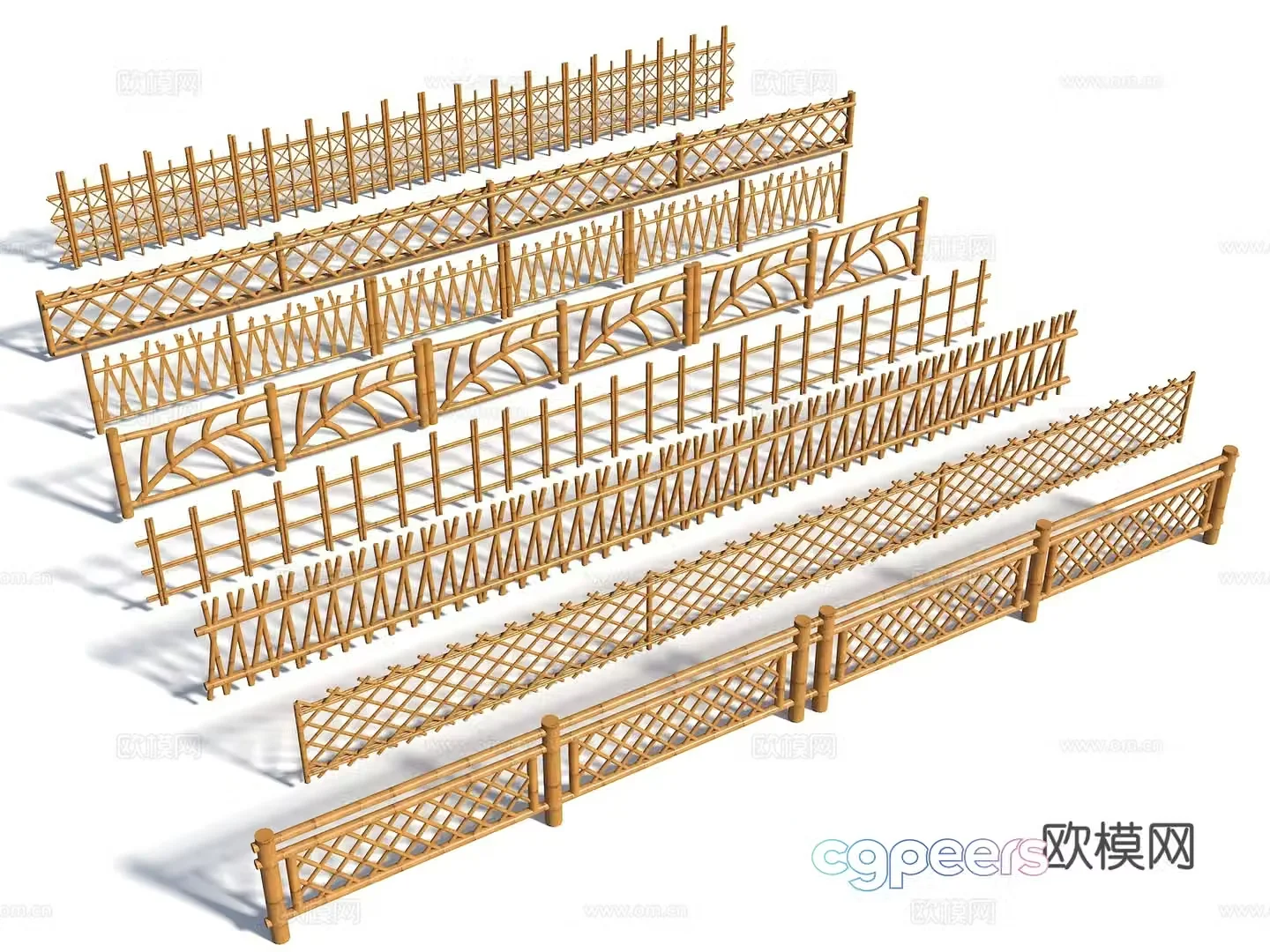 Chinese style bamboo fence bamboo wall bamboo fence partition bamboo fence 3d model