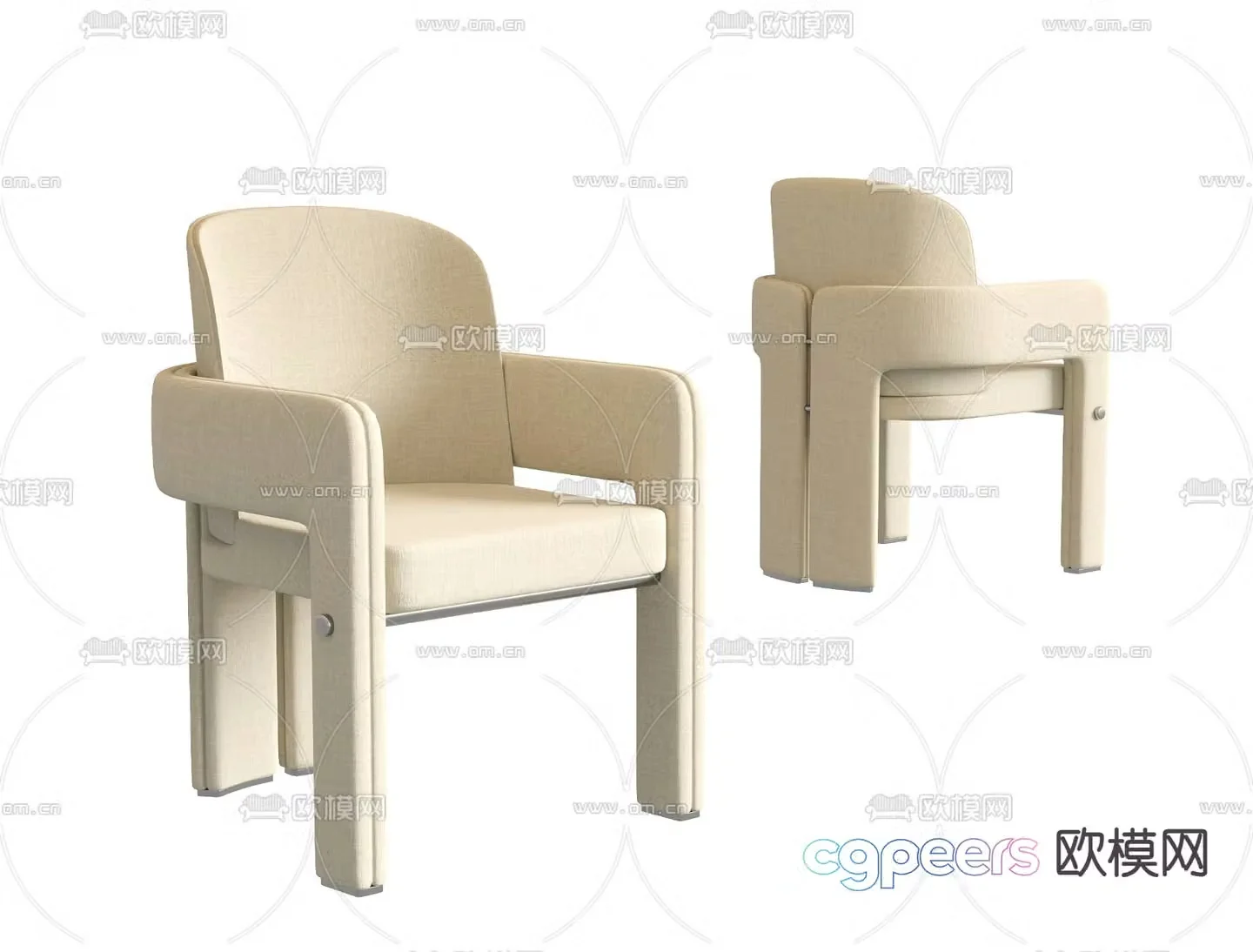 Cream style chair leisure chair 3d model
