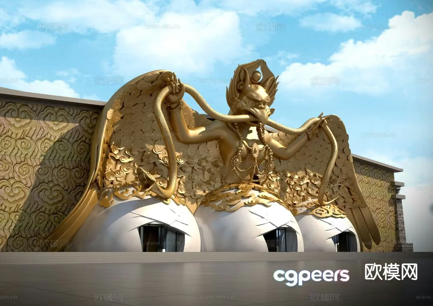 Tibetan sacred bird Dapeng Garuda sculpture 3D model