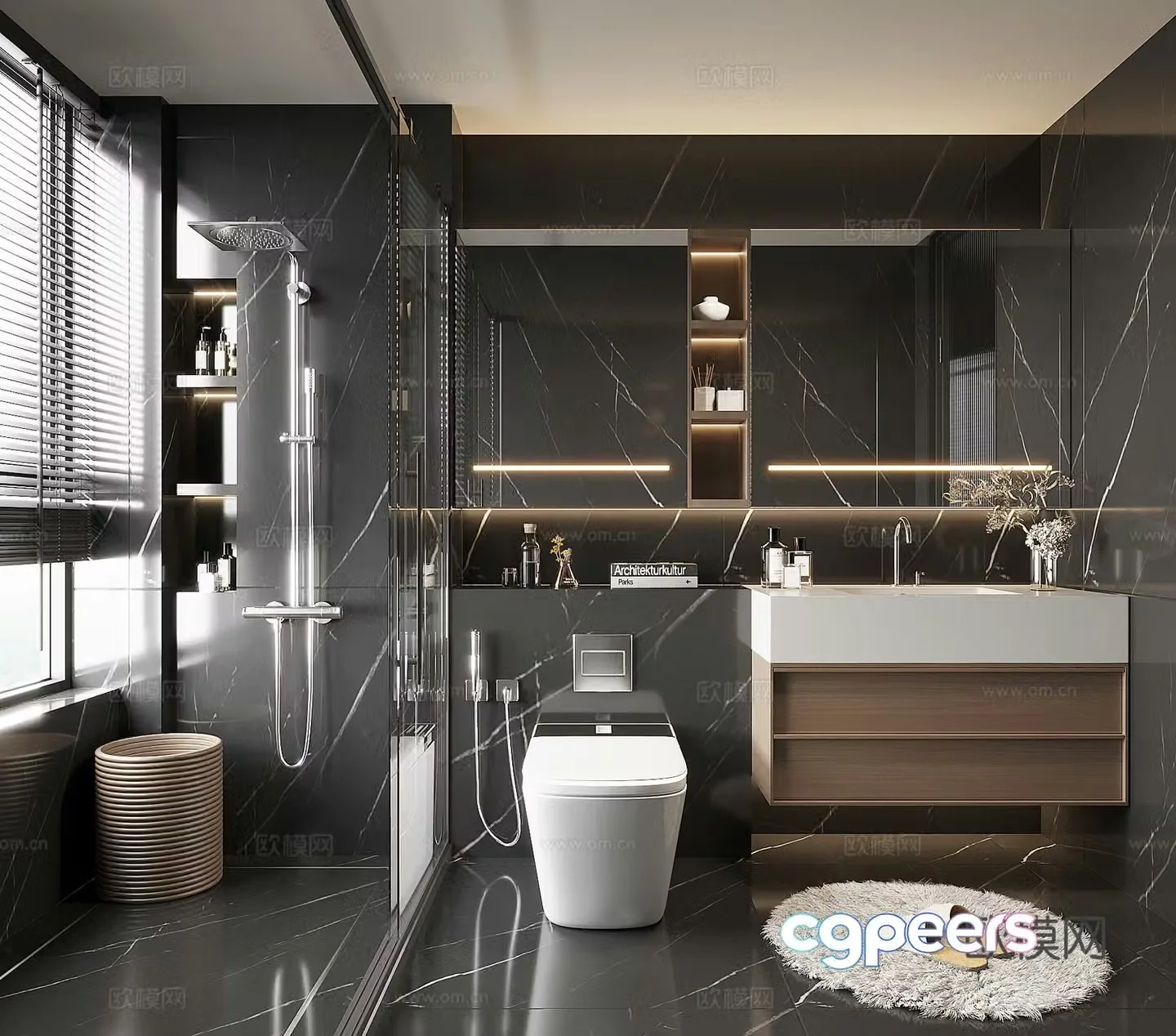 Advanced gray bathroom 3d model