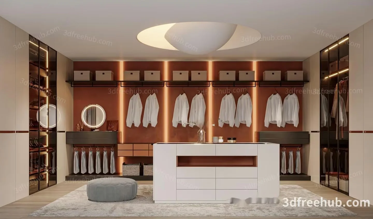 Modern Walk-In Closet 3D Model – 19677 – VRAY Render