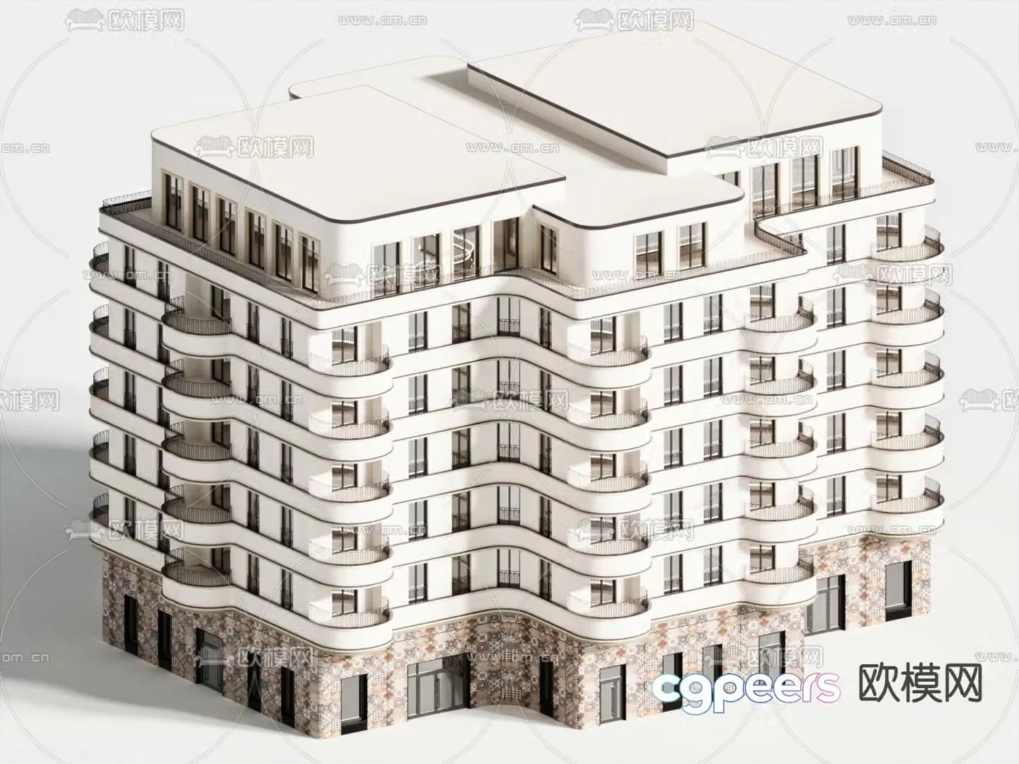 Modern building bungalow residential 3D model