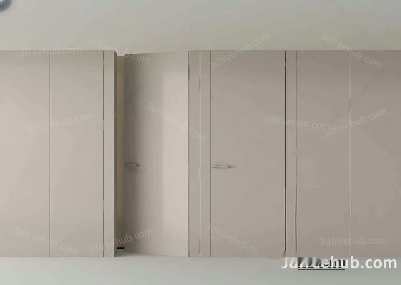The Main Subject In This Image Is A Set Of Beige Closet Doors 3D Model – 19144 – VRAY Render