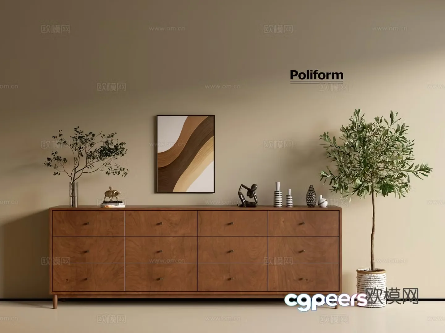 Modern wood grain cabinet ins wind minimalist wind cabinet whole cabinet sideboard balcony cabinet storage 3D model