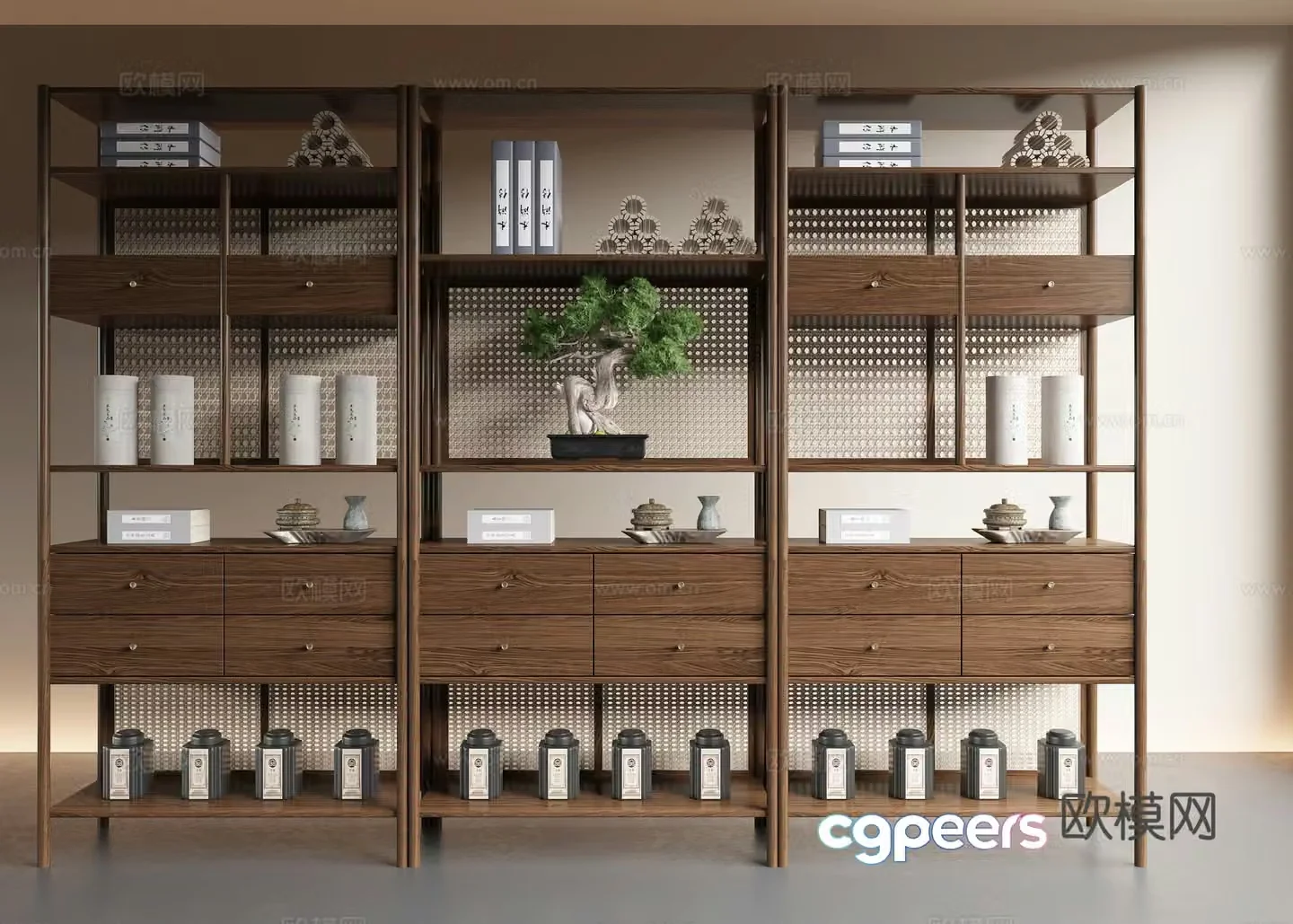 New Chinese style 3D model of Bo Gu shelf