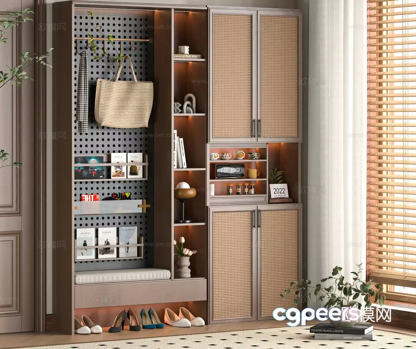 Middle-aged shoe cabinet 3D model