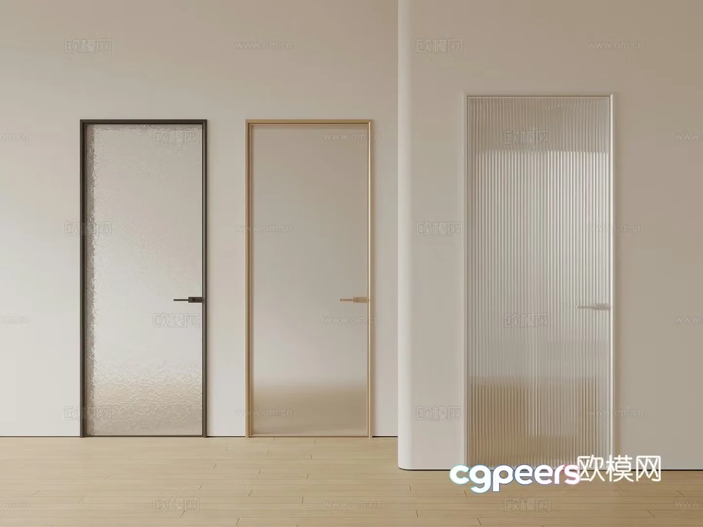 Modern single door door glass door bathroom kitchen door 3d model