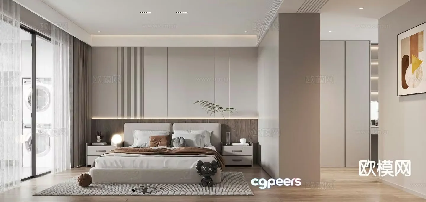 Cozy Modern Bedroom 3D Model – 7811 – VRAY Render