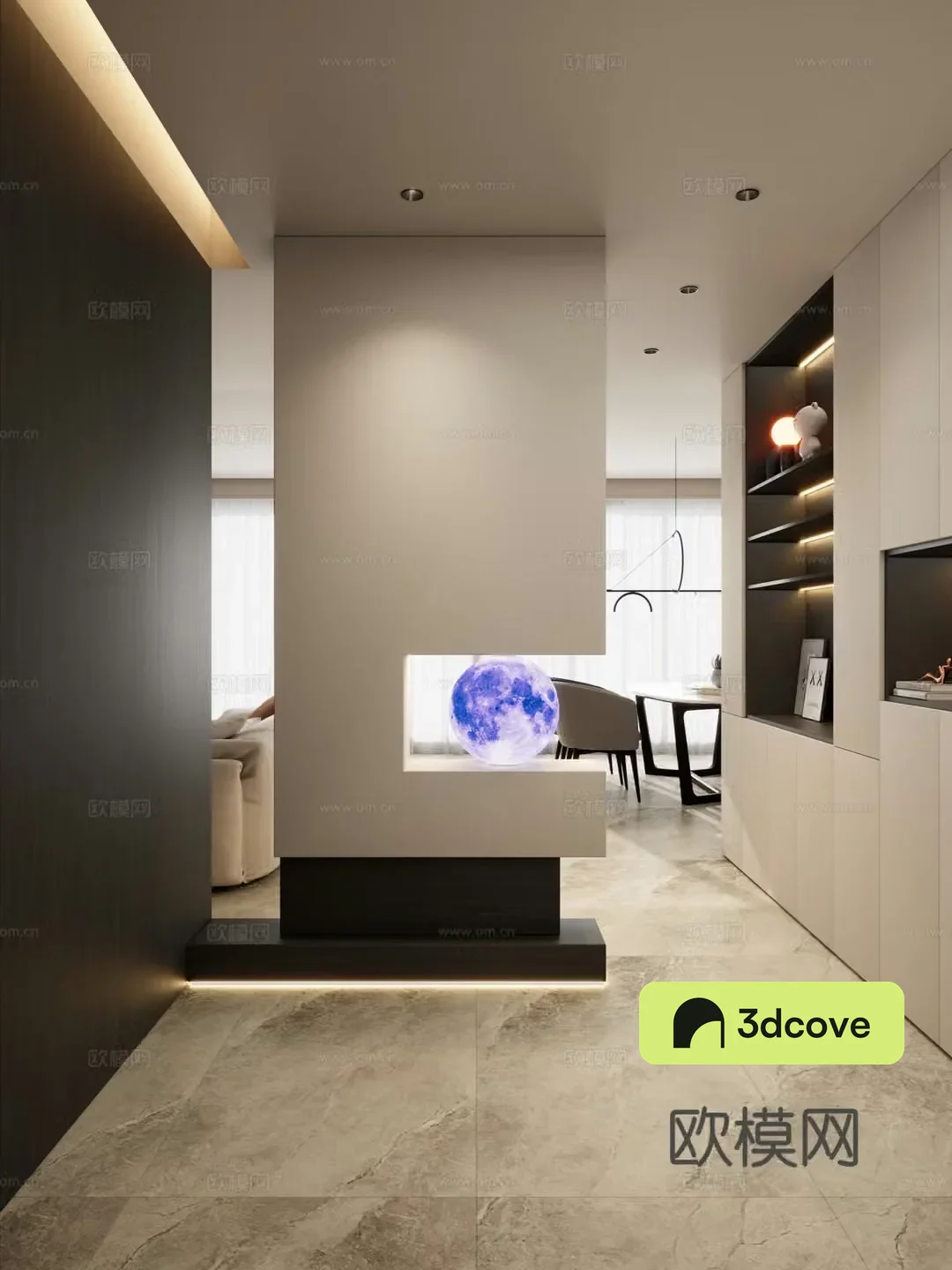 Italian style light luxury style moonlight geometric shape suspended roof shoe cabinet entrance partition entrance door