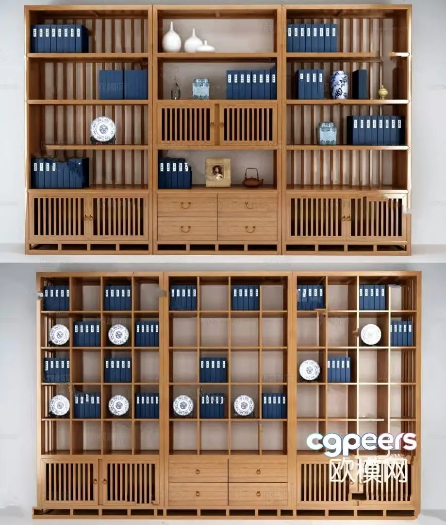 Chinese bookcase model 3d model