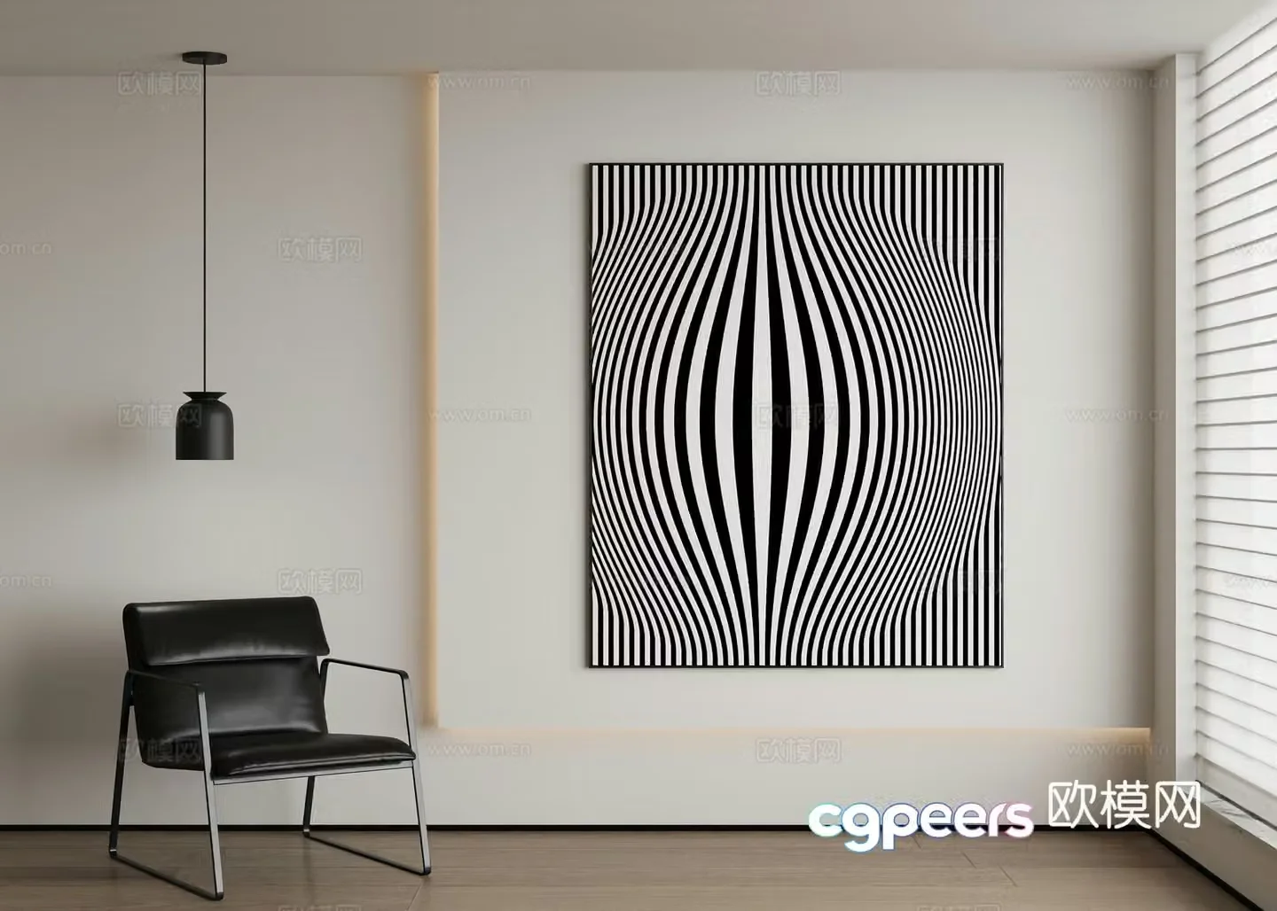 Modern abstract painting decorative painting 3d model