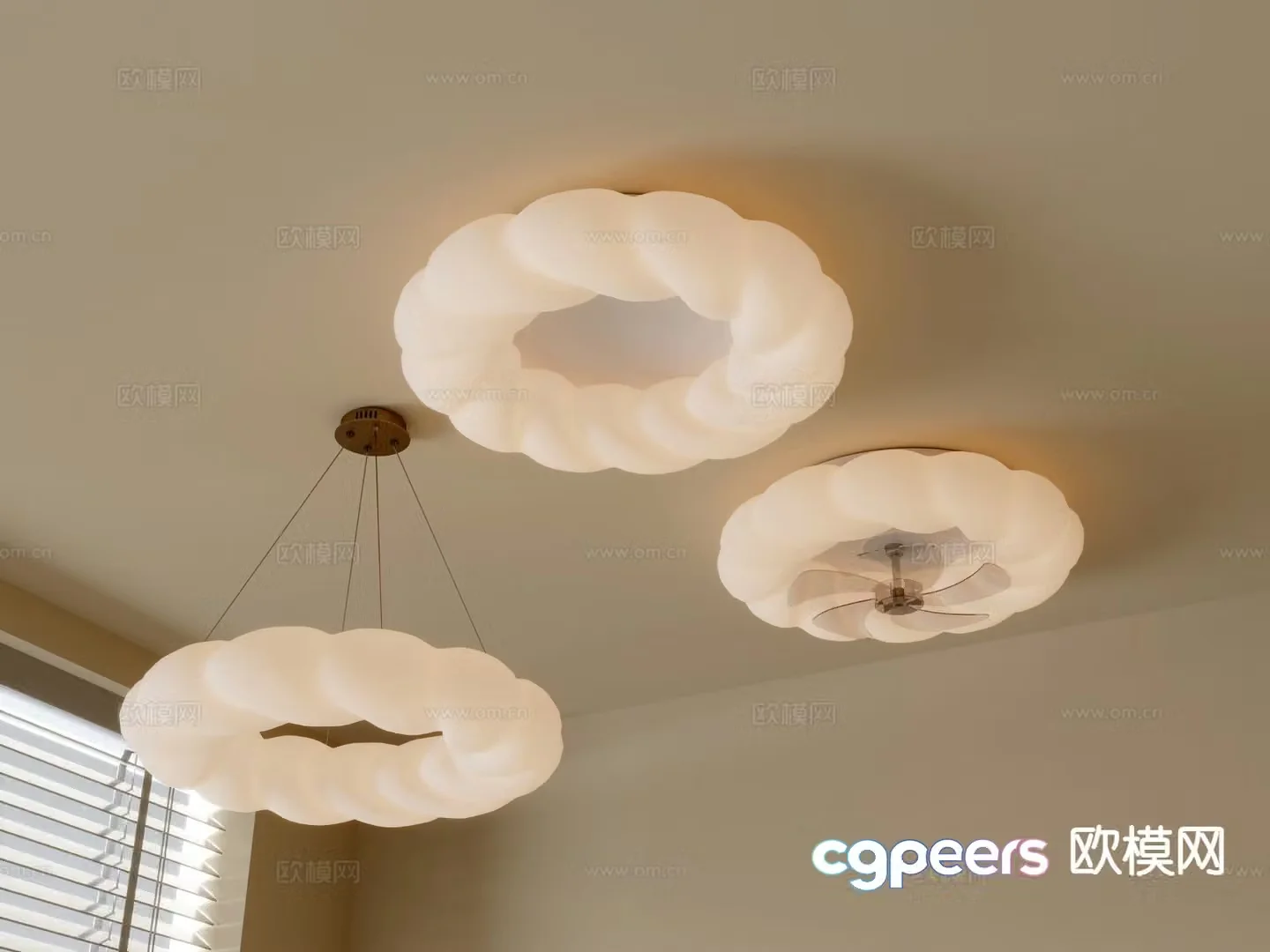 Cream style ceiling lamp living room lamp 3d model