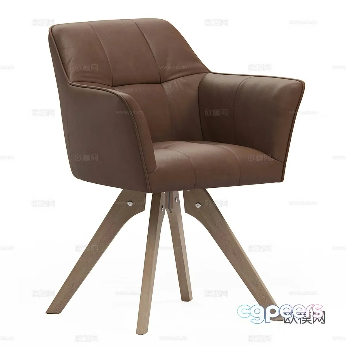 Light luxury leisure chair leather single sofa leather single chair leather book chair leather dining chair 3D model