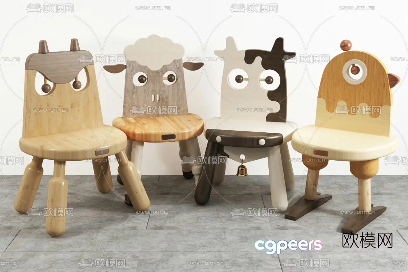 Modern children’s cartoon animal chair 3d model