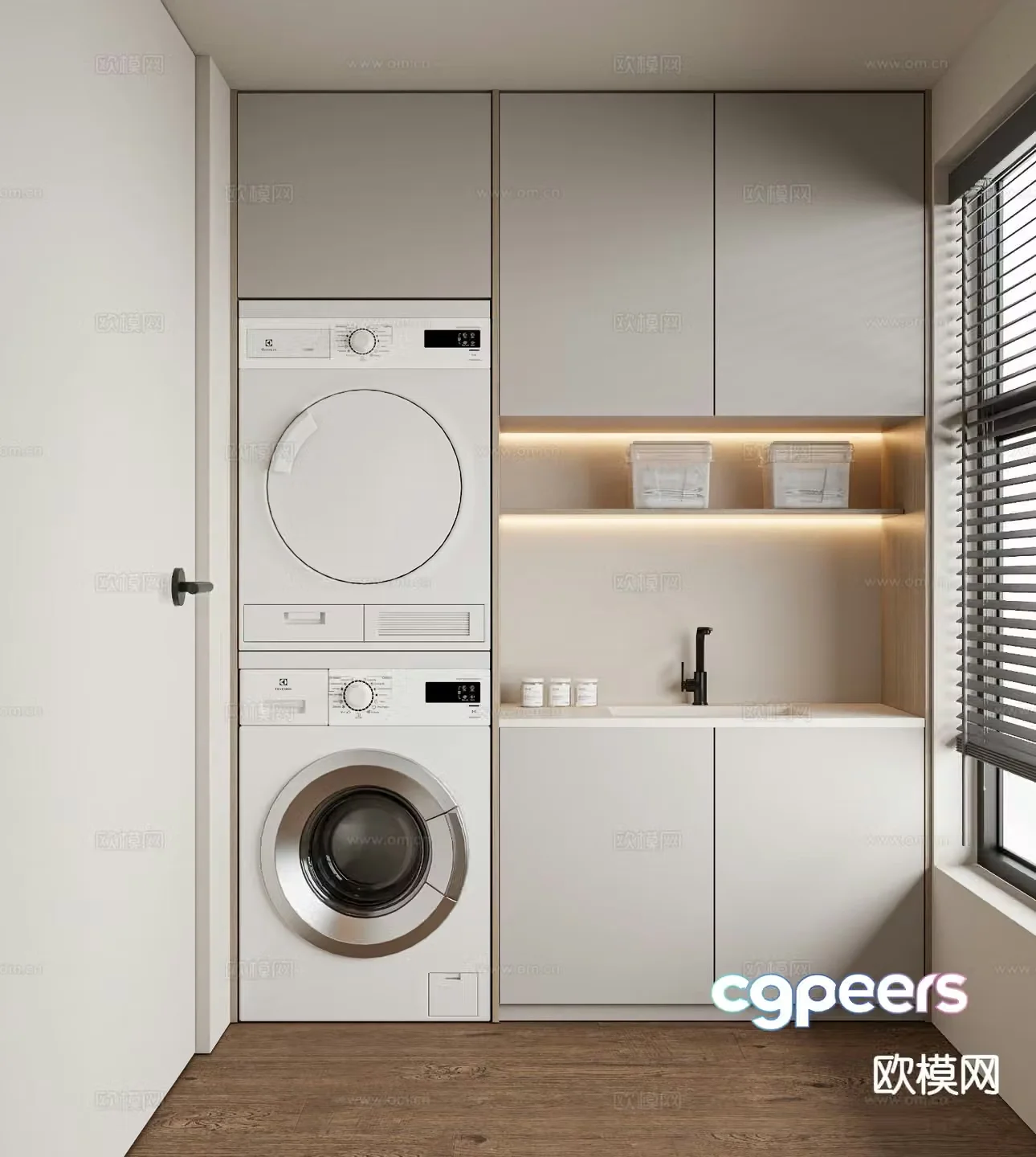 Modern balcony cabinet washing machine cabinet 3d model