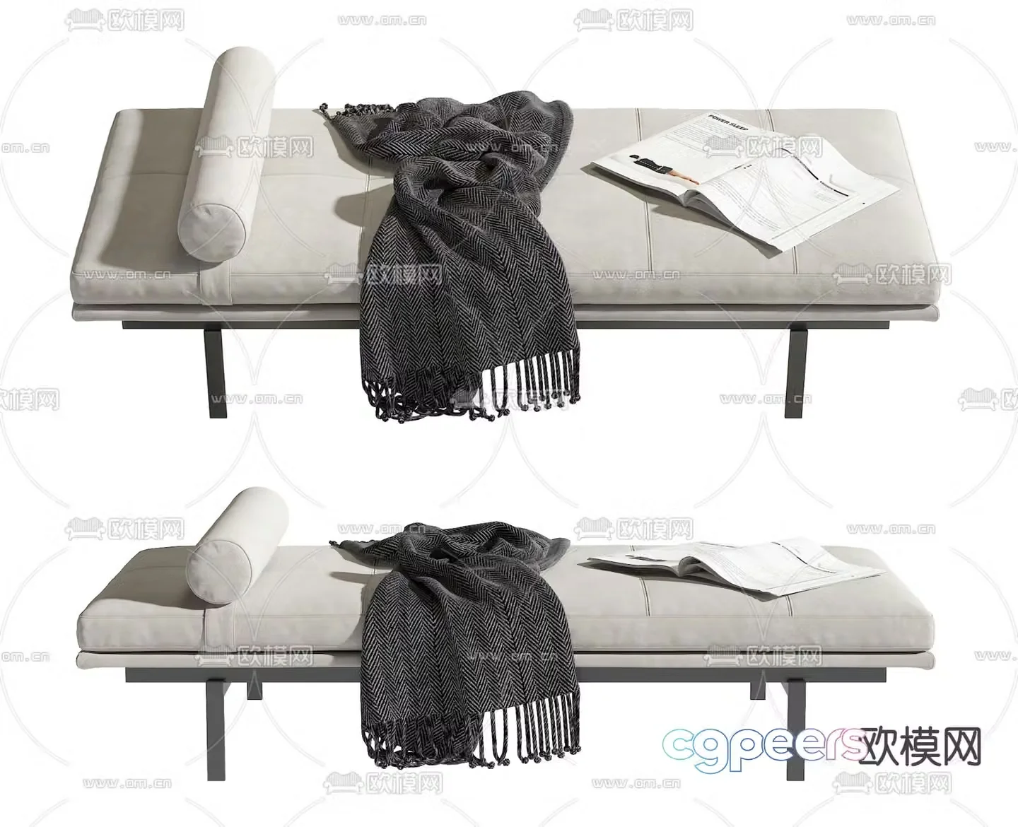 Modern bed end stool footrest 3d model