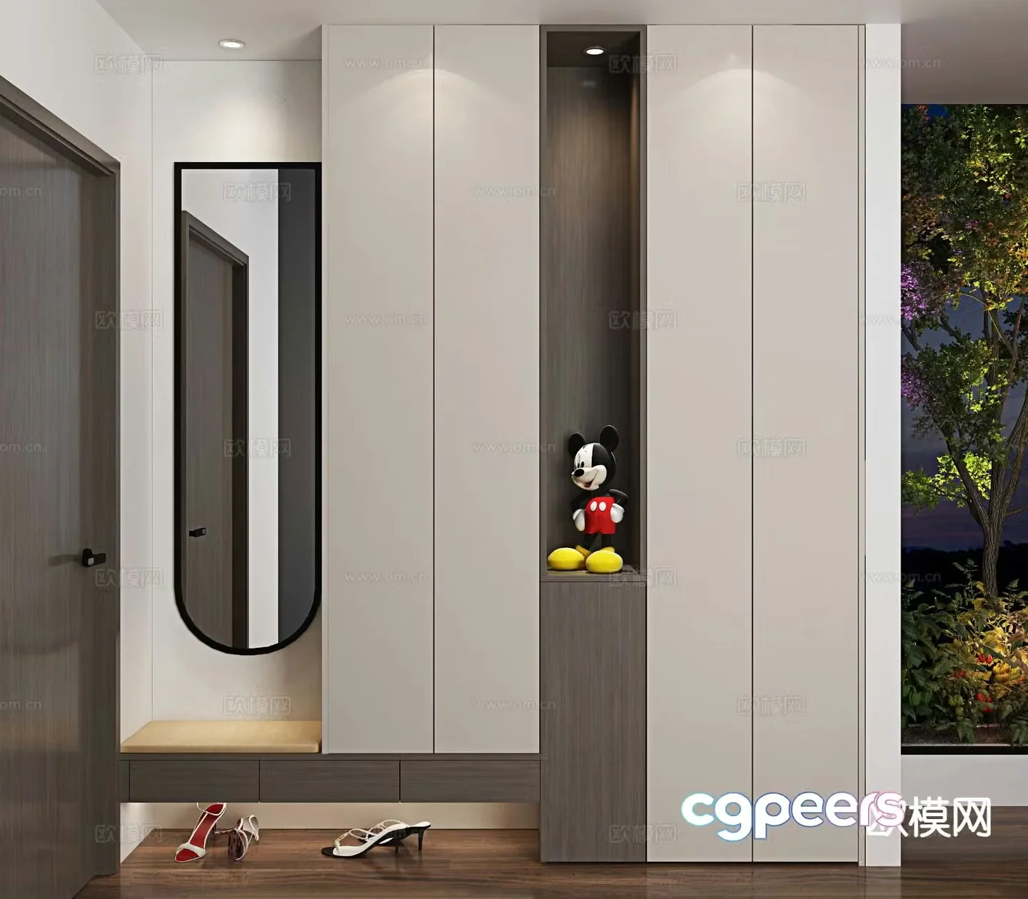 Modern shoe cabinet customized entrance cabinet 3D model