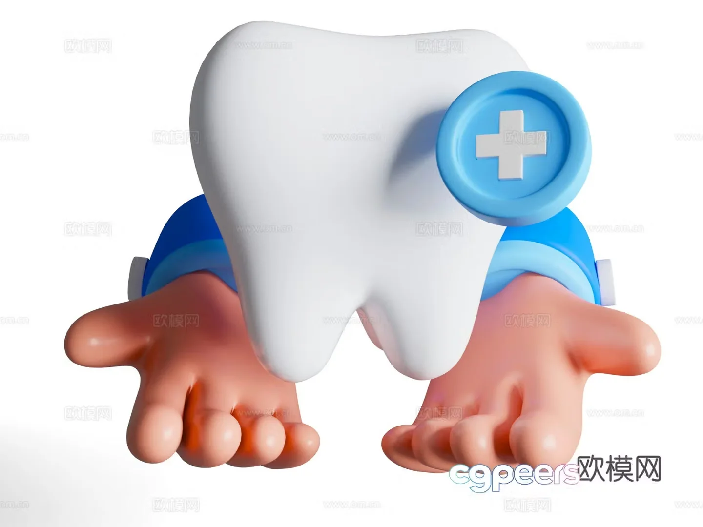 Dental care cartoon teeth dental care medicine theme 3d model