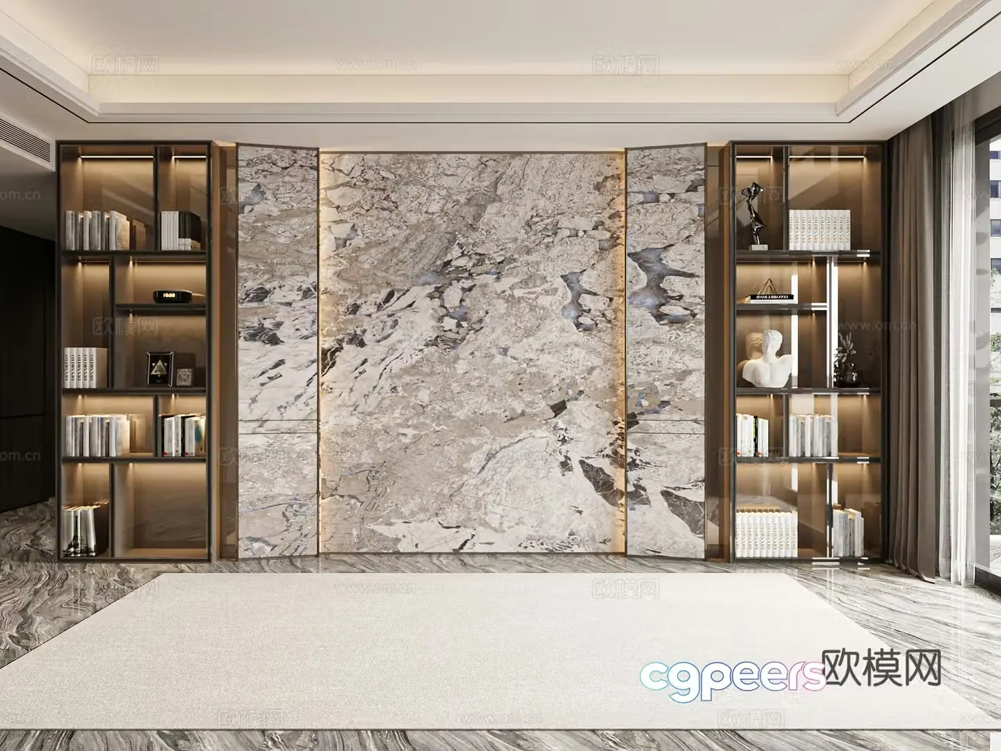 Modern light luxury bookcase 3D model