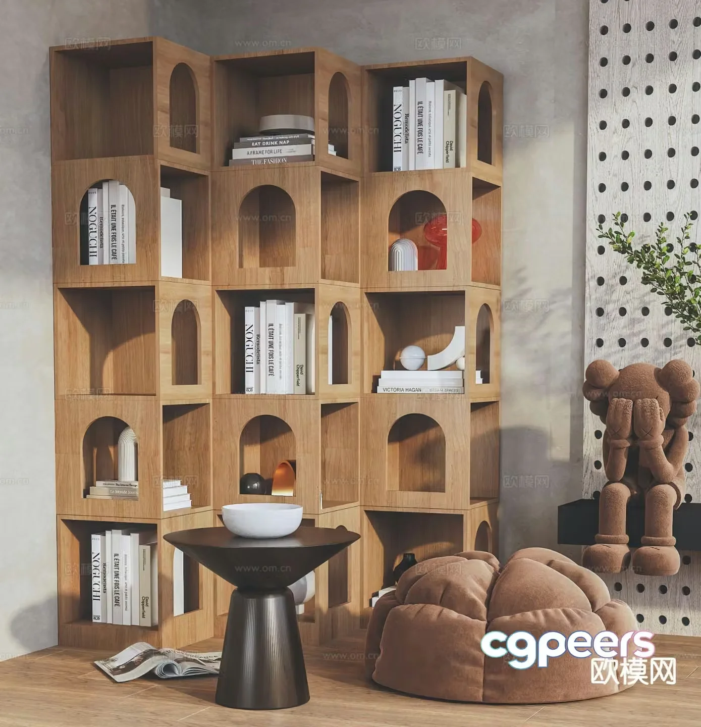 Modern corner bookcase shape bookcase 3d model