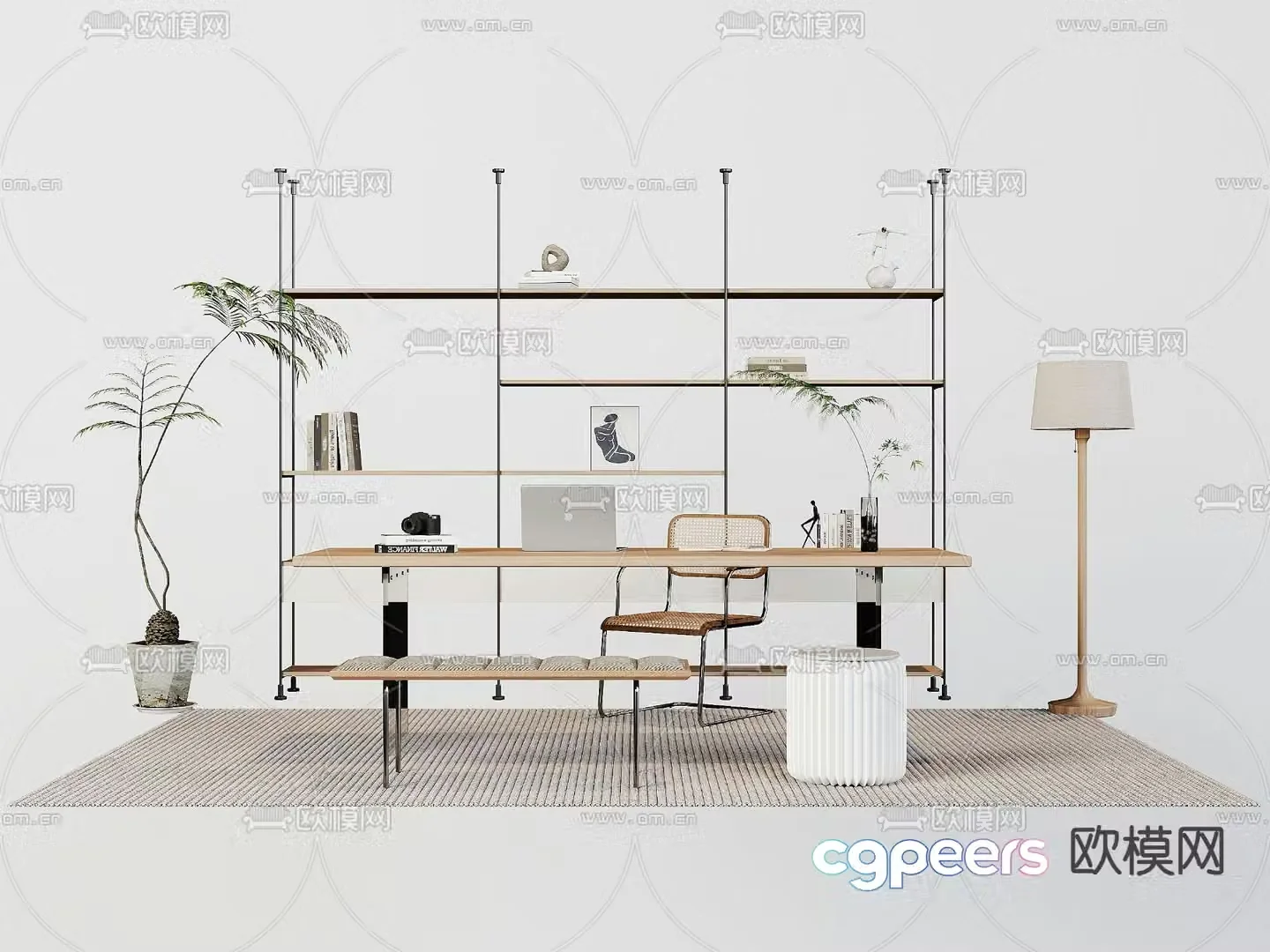 Modern desk writing desk computer desk 3d model
