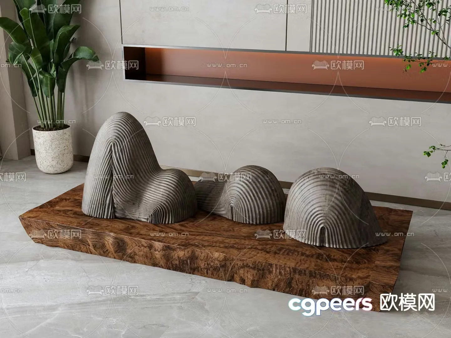 New Chinese style stone rockery ornaments 3D model