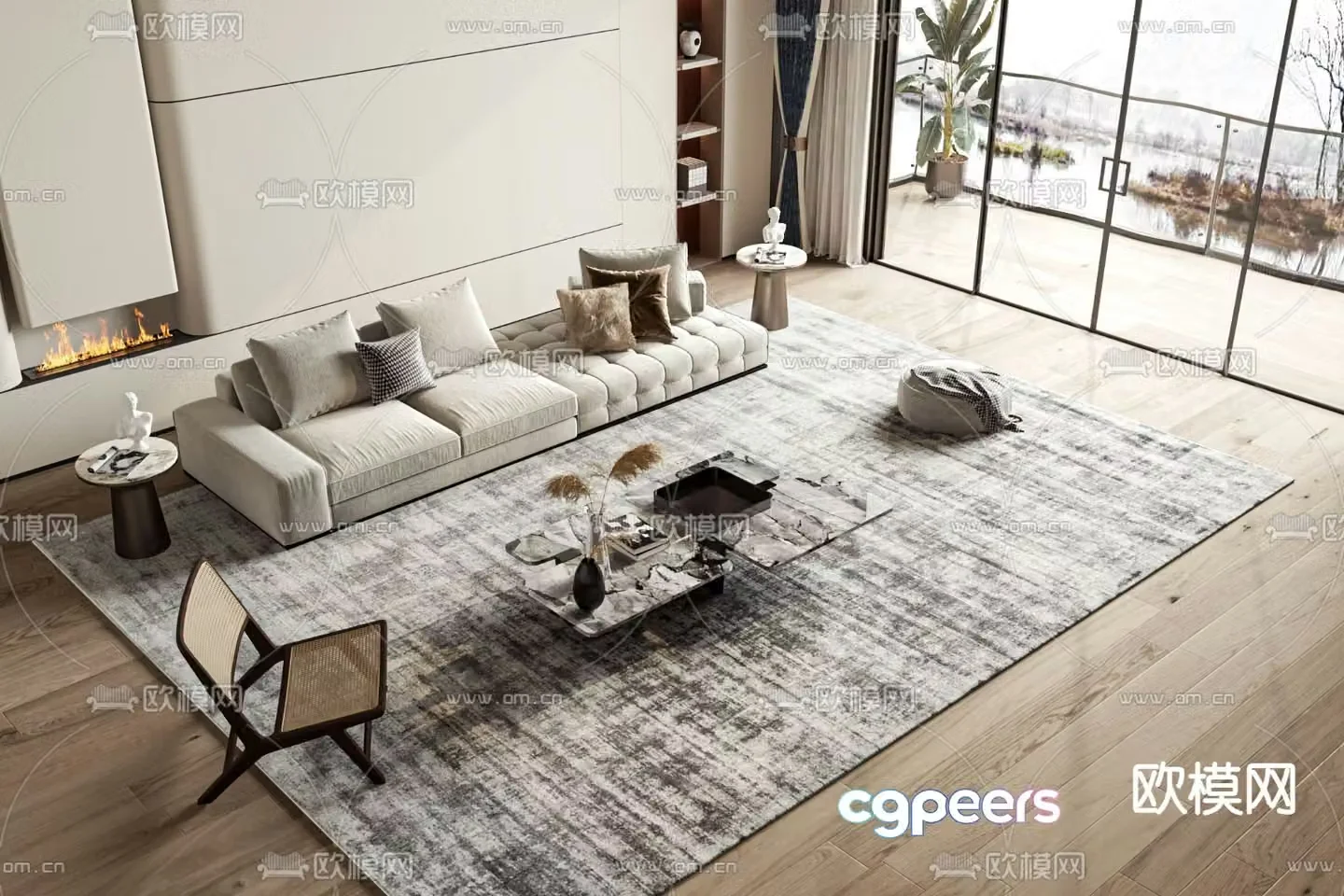 Modular sofa fabric sofa 3d model