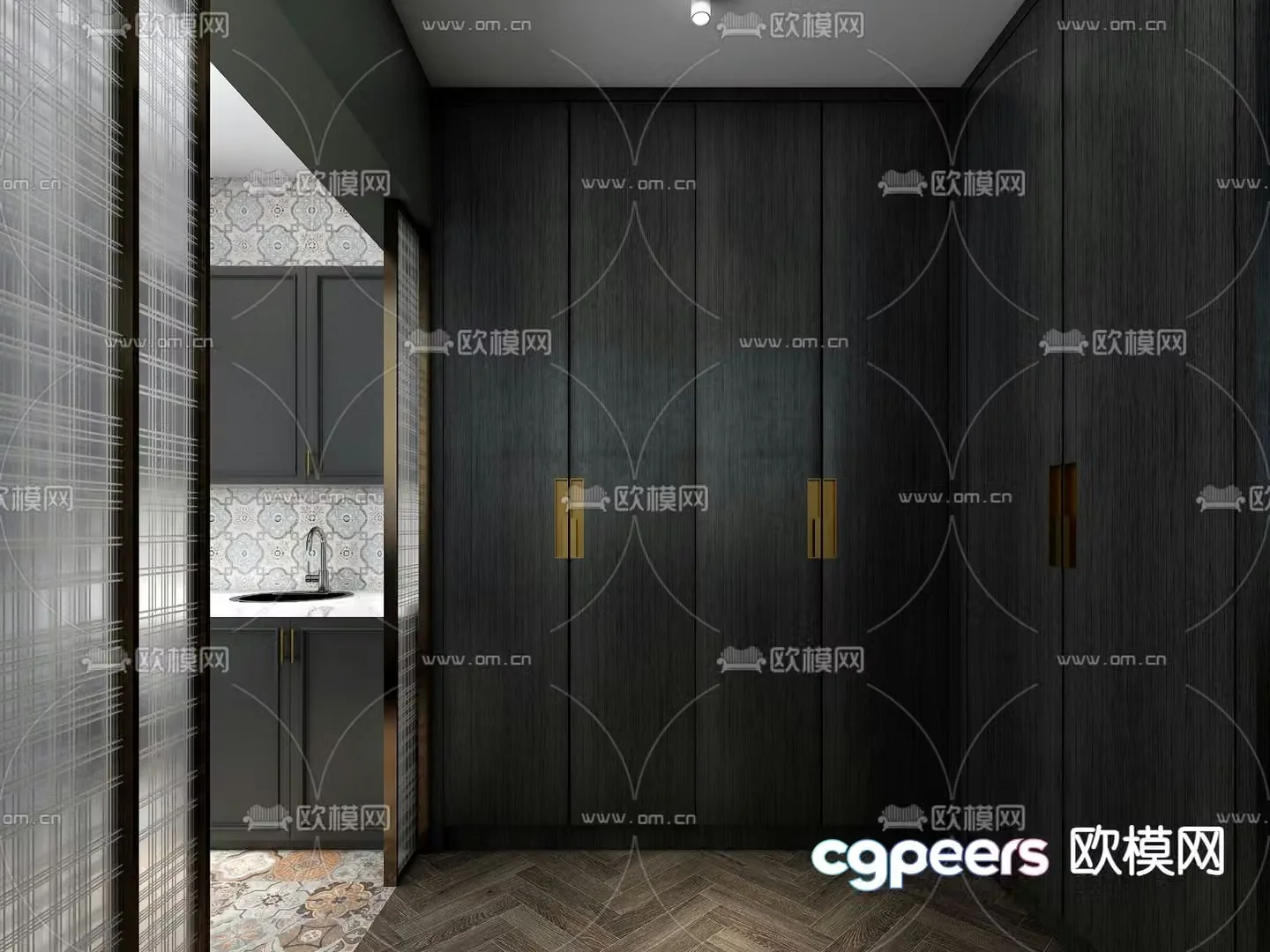 Advanced gray cloakroom 3d model