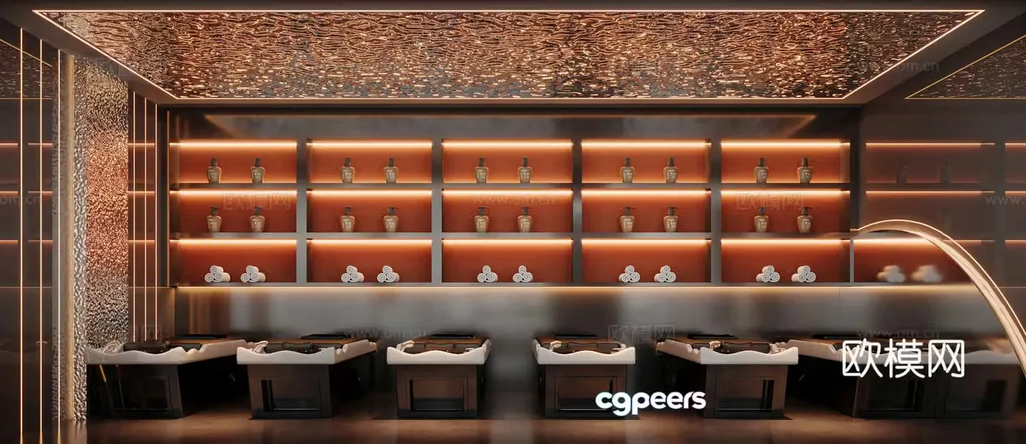Modern 3D model of hair washing area