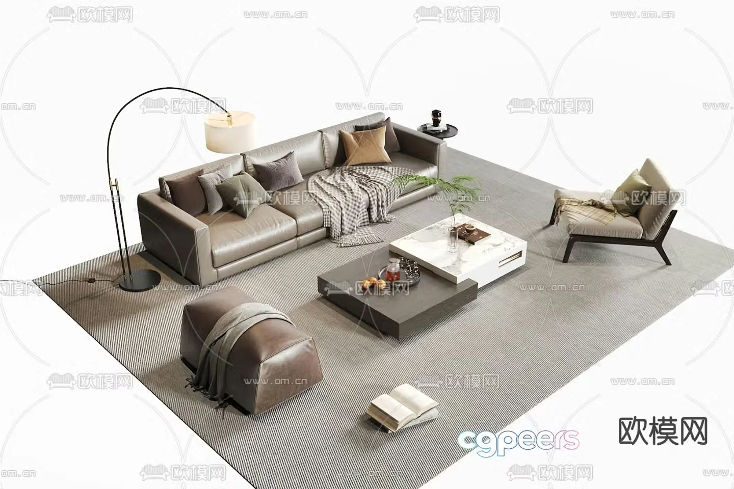 Modern sofa coffee table 3d model