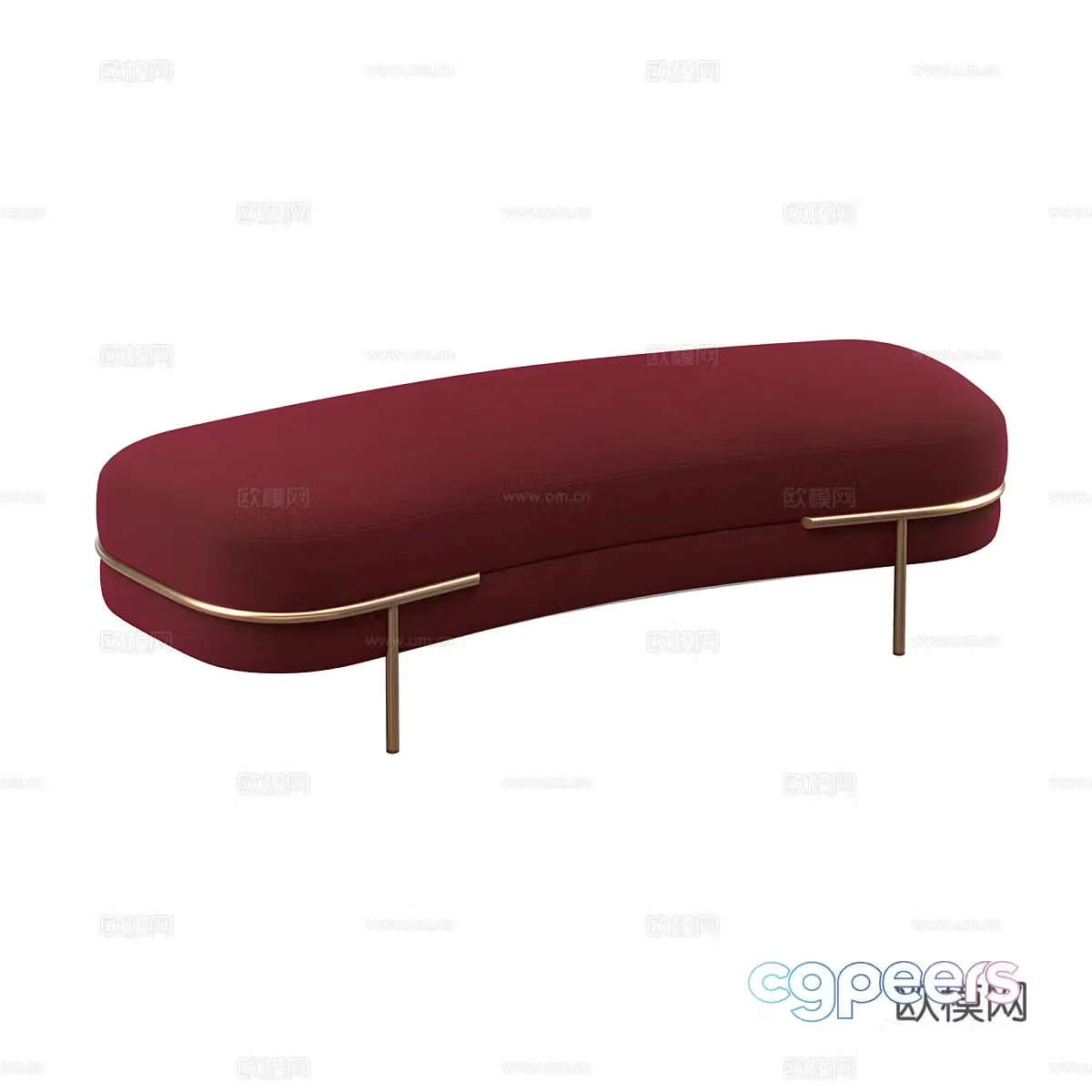 Modern Italian light luxury fabric bench bed stool 3D model