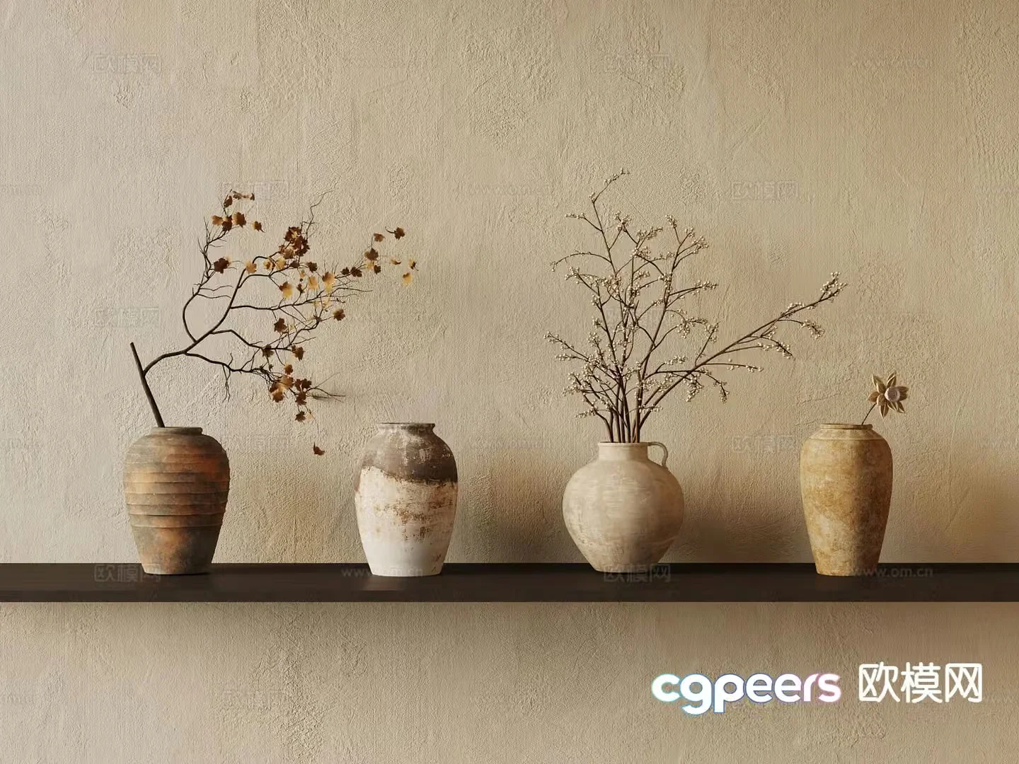 New Chinese style vase flower arrangement 3d model