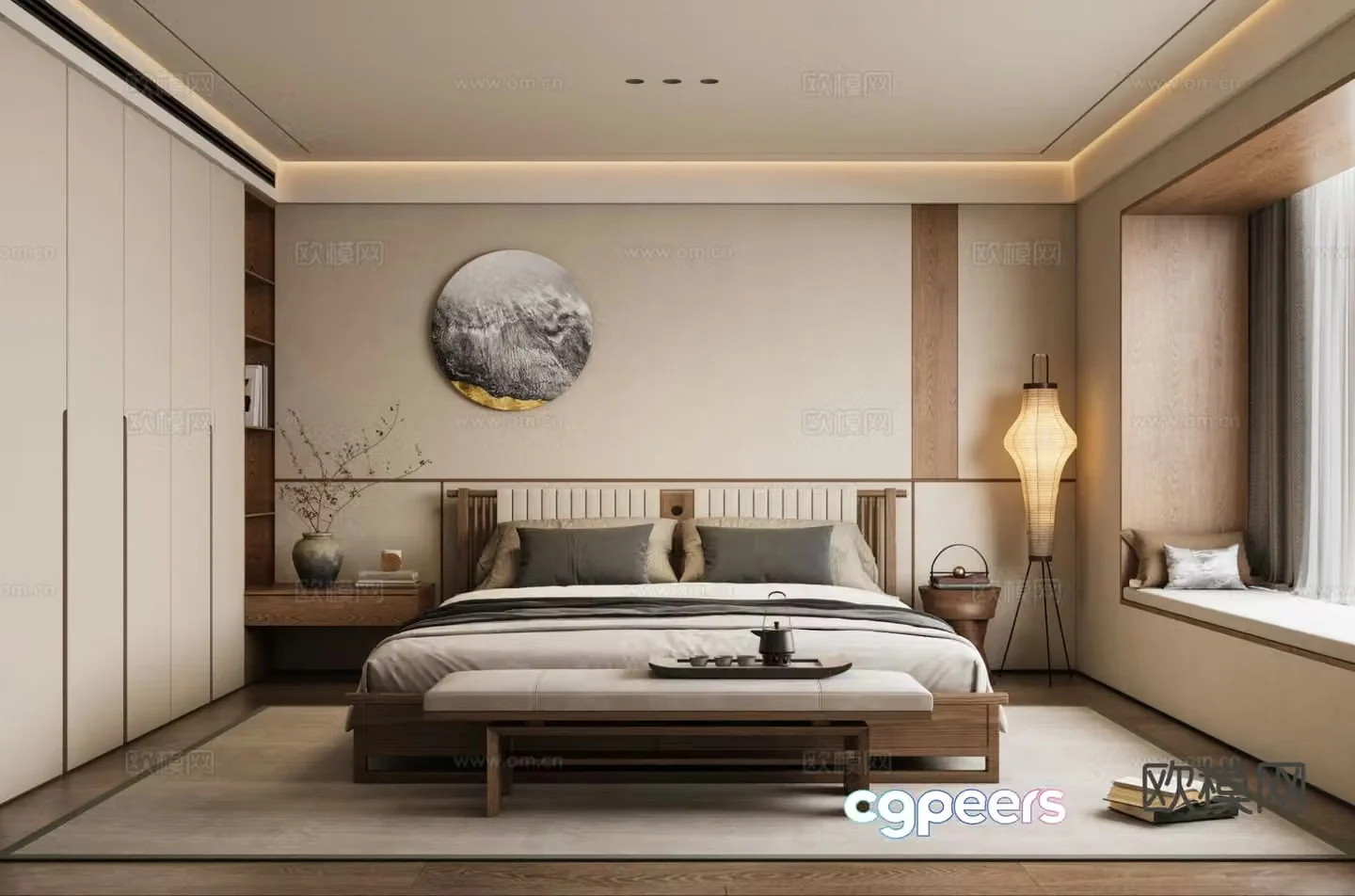 New Chinese style bedroom master bedroom zen bedroom 3d model