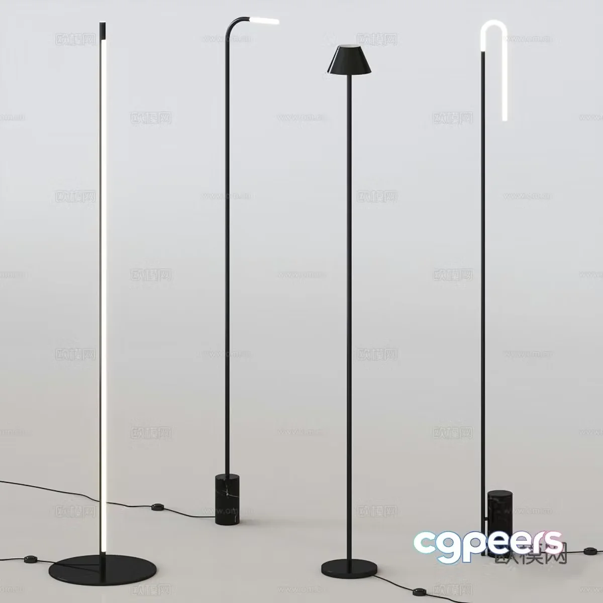 Modern minimalist linear floor lamp 3d model