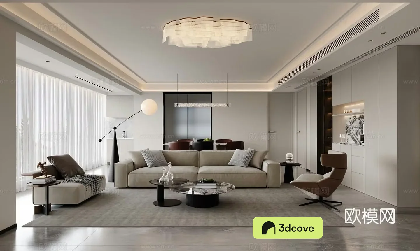 Modern living and dining room