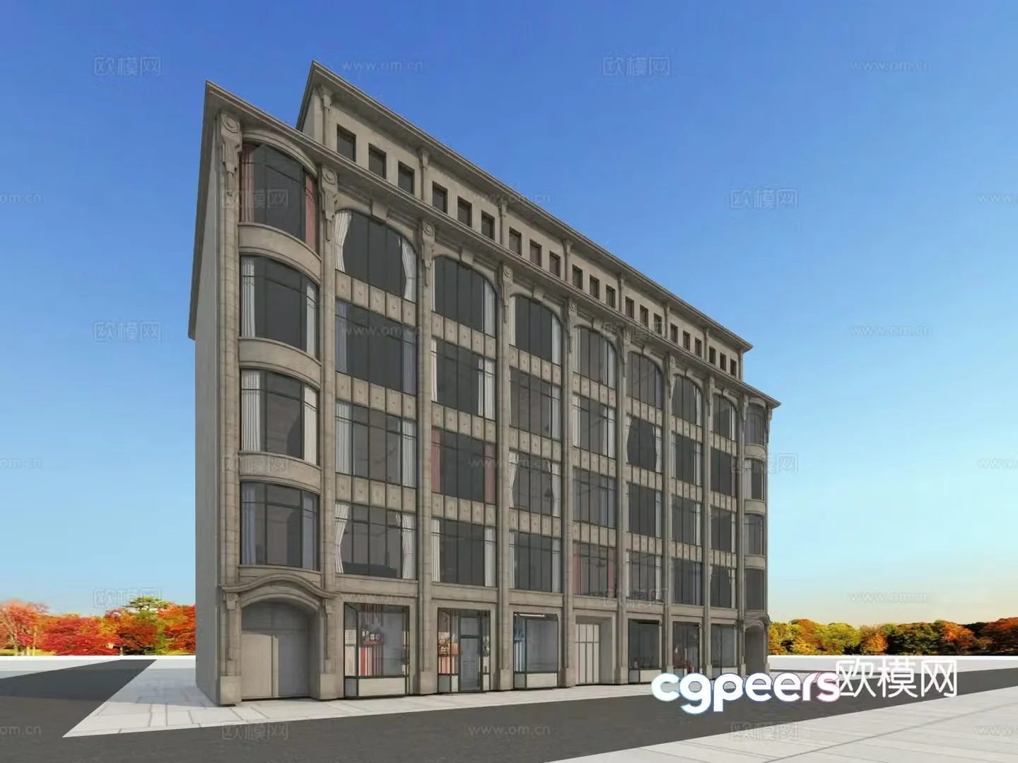 Building appearance European-style building 3d model