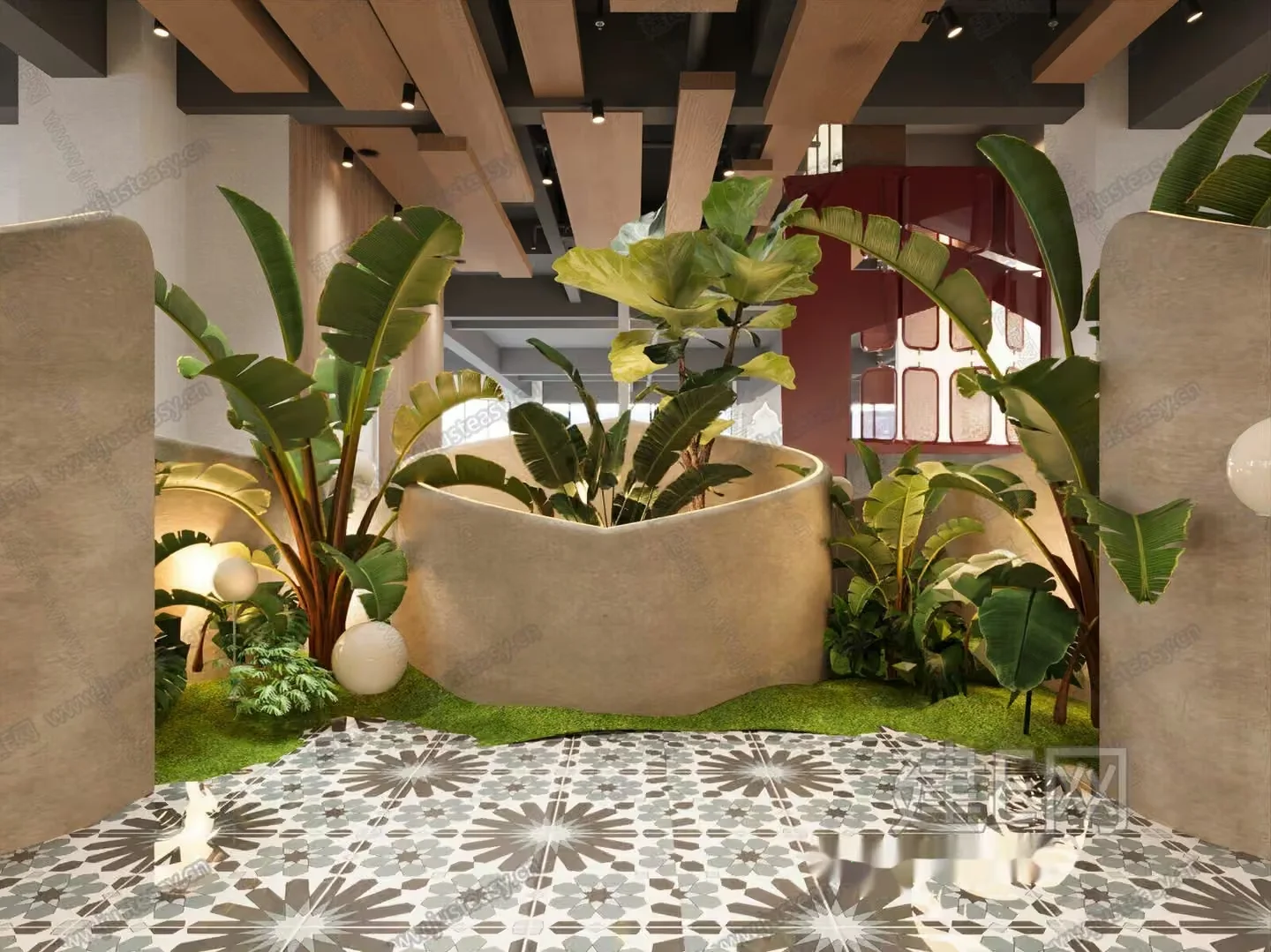 Modern Indoor Garden 3D Model – 8456 – CORONA Render